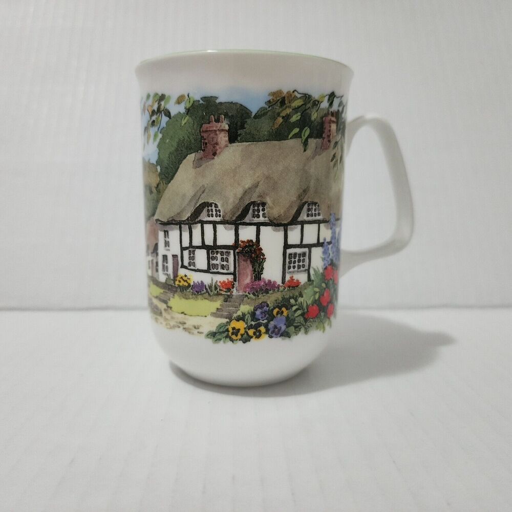 Rose of England Fine Bone China Mug 4" White Country Cottage Made in UK